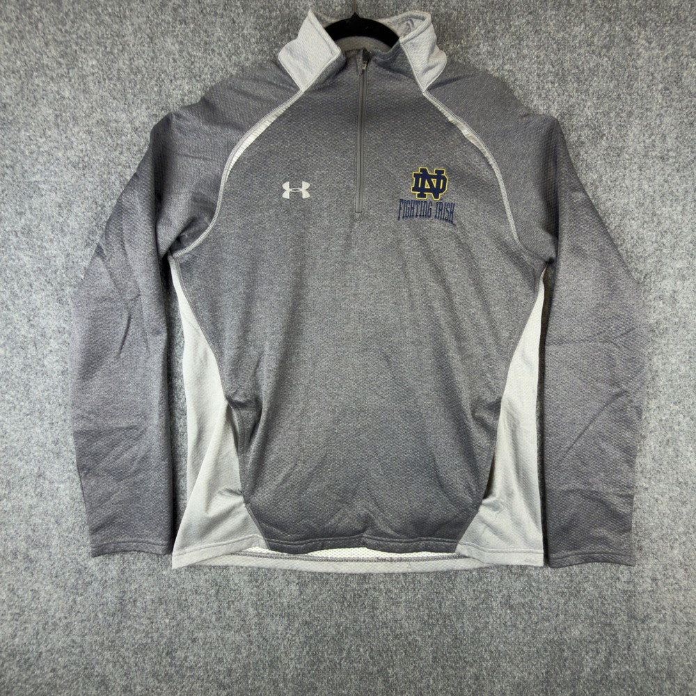 Under Armour Notre Dame Fighting Irish Grey Quarter Zip Pullover Mens Large LG